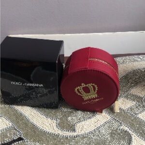 Dolce & Gabbana Red Round Travel Jewelry Case with Gold Crown